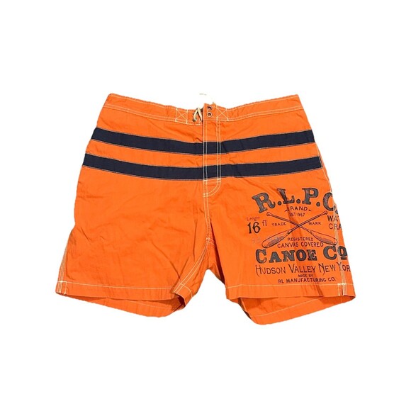 VINTAGE Polo Ralph Lauren Swim Shorts Men Large Club Trunks 6" Canoe Co New York - Picture 1 of 8